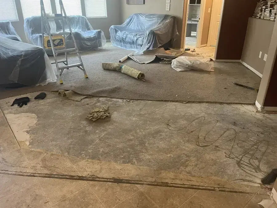 Flooring cleared for structural drying in a Chula Vista, CA home