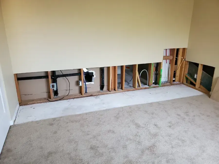 Flooring pulled up over a slab leak in a Chula Vista, CA home